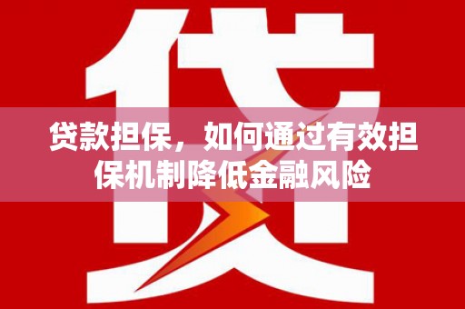 丹巴贷款担保，如何通过有效担保机制降低金融风险